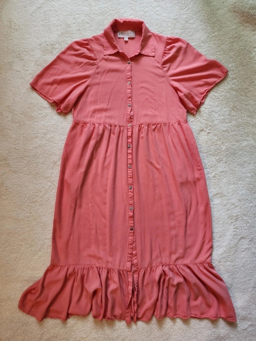 Philosophy Coral Button-Front Maxi Dress